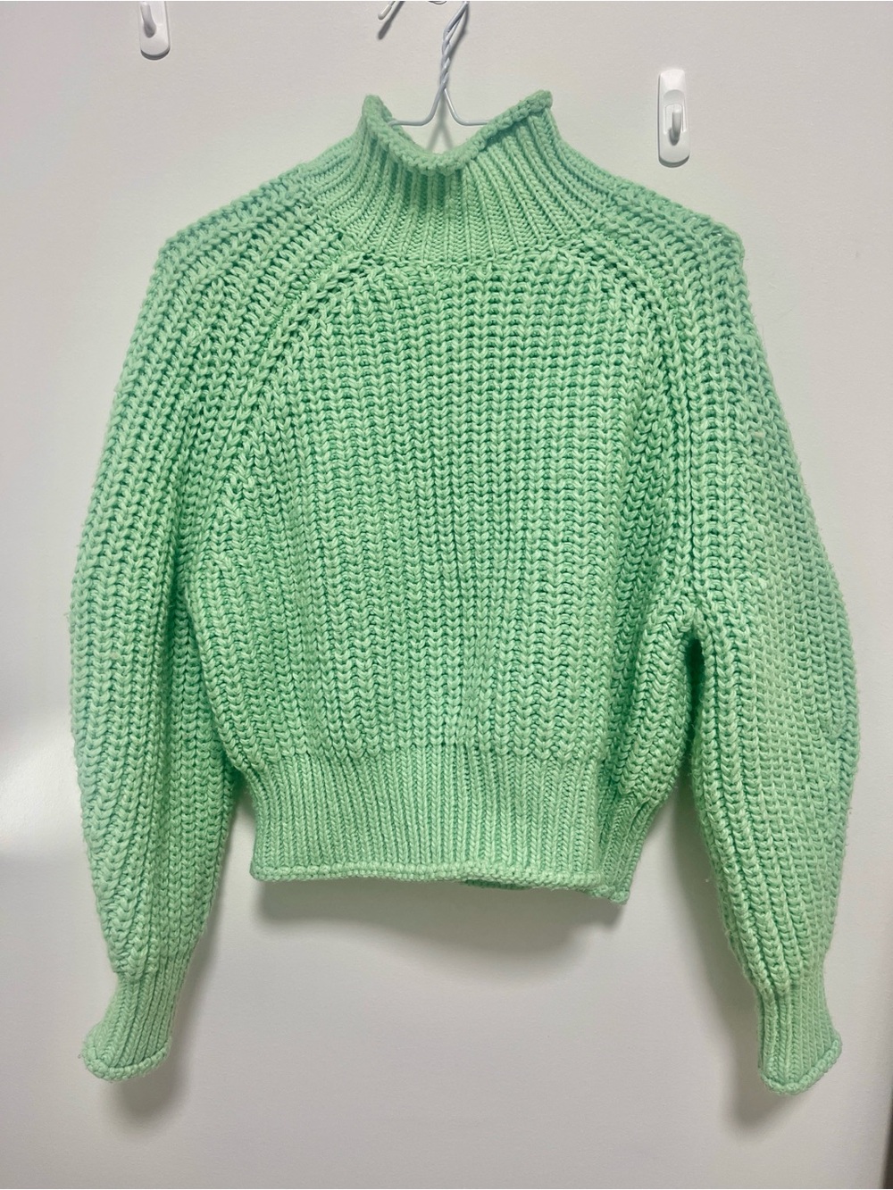 H&M Mint Green Chunky Mock Neck Sweater